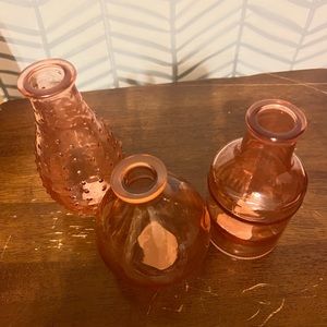 Set of 3 Glass Bud Vases Pink Assorted